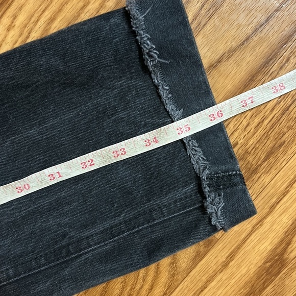 Mango High Waisted Straight Cropped Faded Black Jeans Women Size 10 - Picture 9 of 11